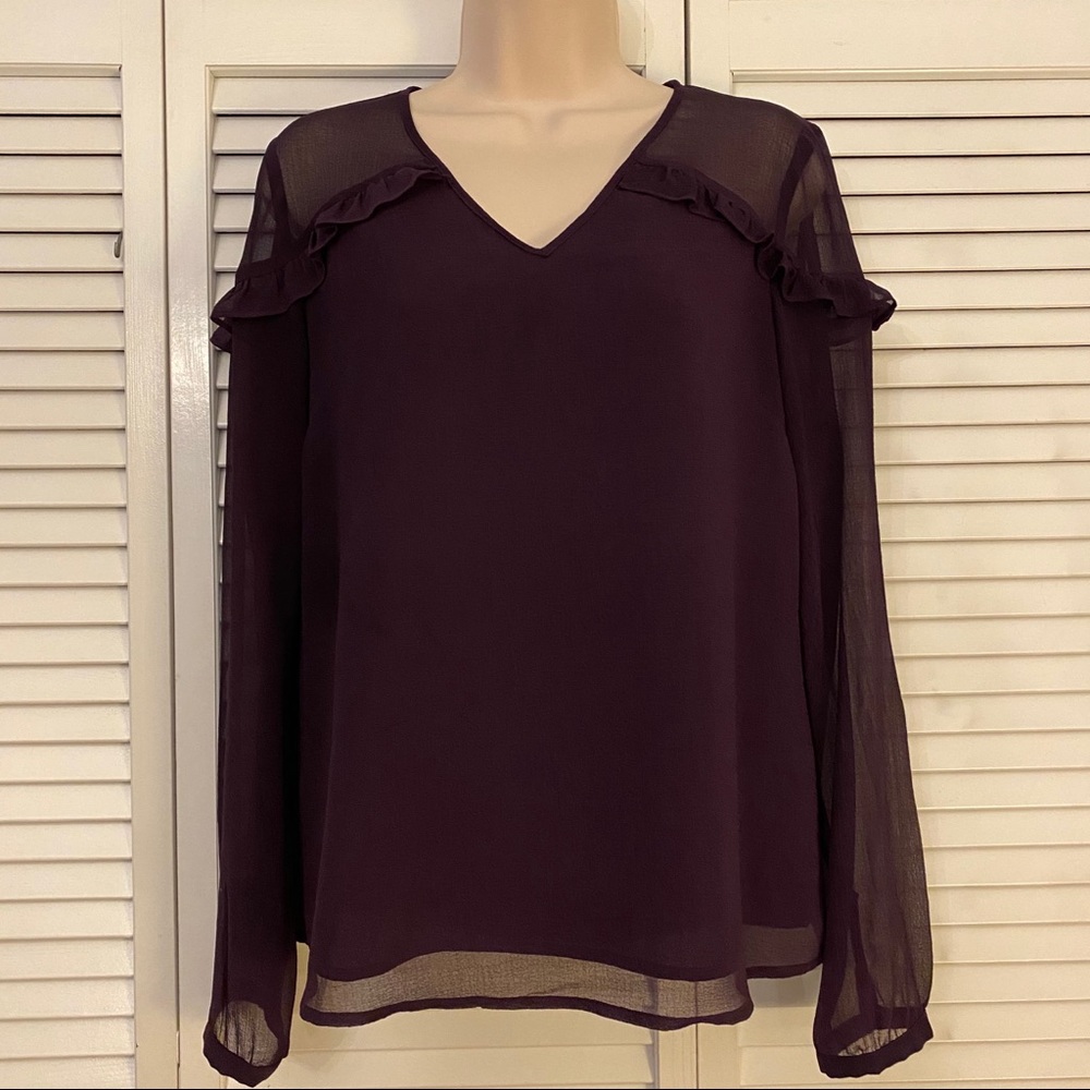 Purple long sleeve v-neck blouse